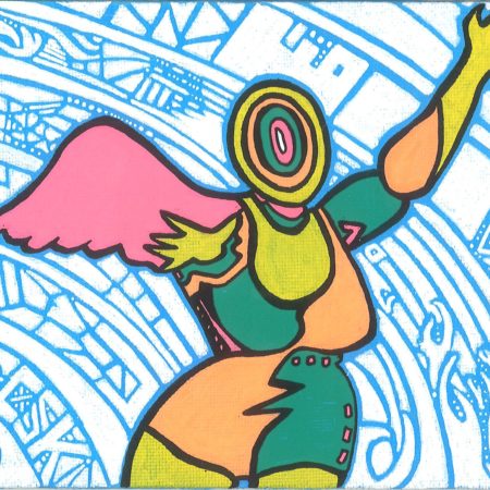 neurographic angel acrylic painting on panel