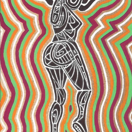 figurative abstract painting of female with afro waving