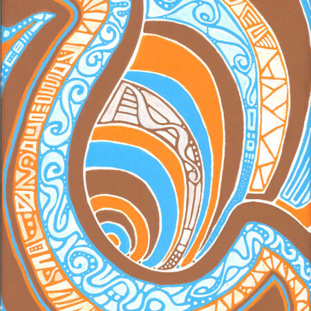 geometric abstract orange blue brown