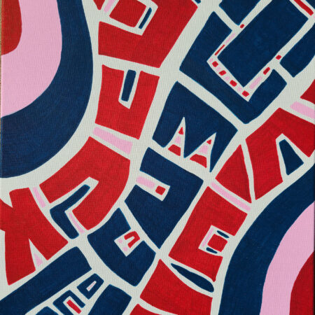 maroon navy blue and pink geometric abstract acrylic painting