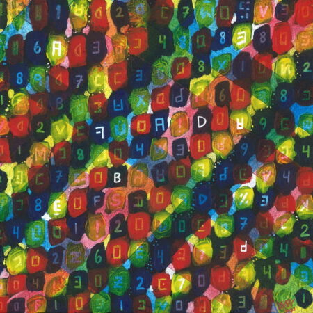 Rainbow colored abstract acrylic painting