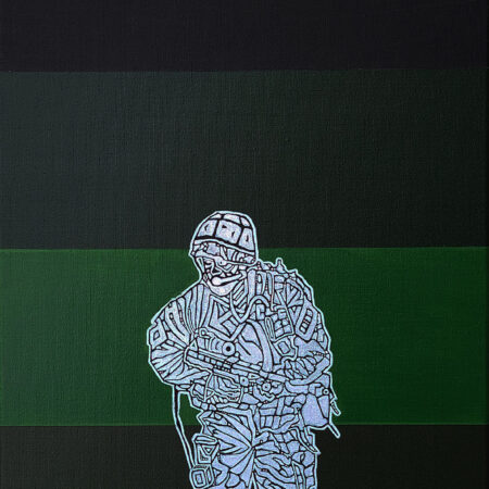 US Army Patrol figure acrylic abstract painting